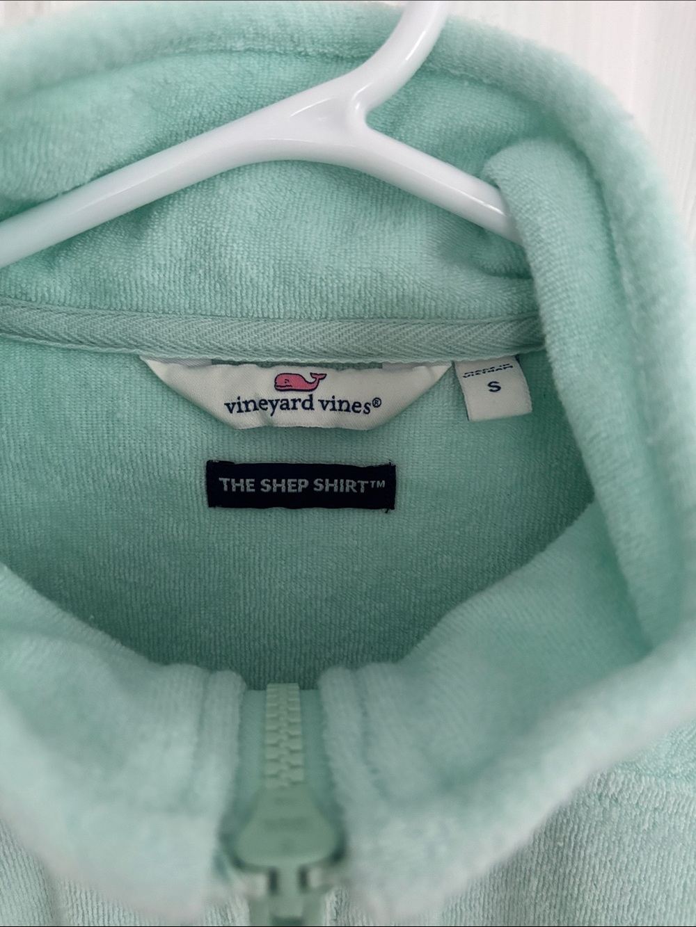 Vineyard Vines Mint Green Half-Zip Terry Pullover - Picture 2 of 4